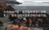 白虎网站一区｜基于实际使用的观察笔记：使用过程中容易忽略的细节提醒