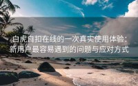 白虎自扣在线的一次真实使用体验：新用户最容易遇到的问题与应对方式