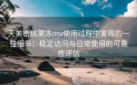 天美密桃果冻mv使用过程中发现的一些细节：稳定访问与日常使用的可靠性评估