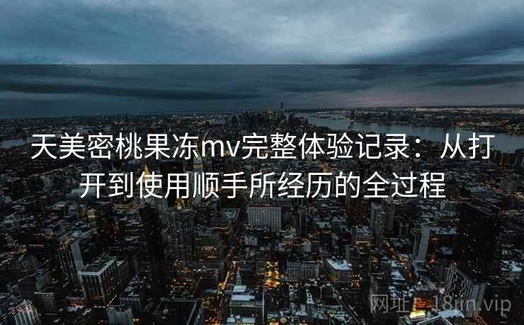 天美密桃果冻mv完整体验记录：从打开到使用顺手所经历的全过程