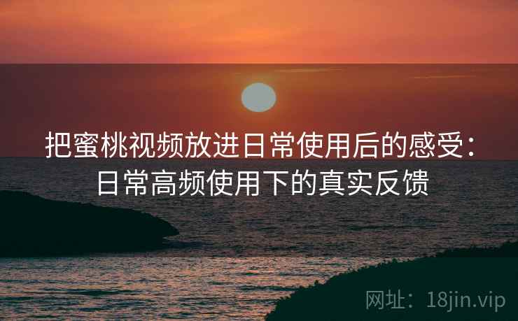 把蜜桃视频放进日常使用后的感受：日常高频使用下的真实反馈